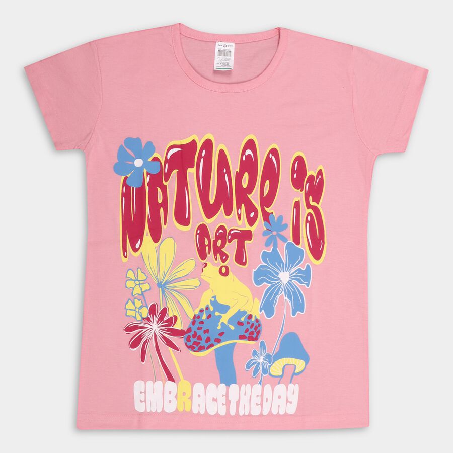 Girl's T-Shirt, गुलाबी, large image number null