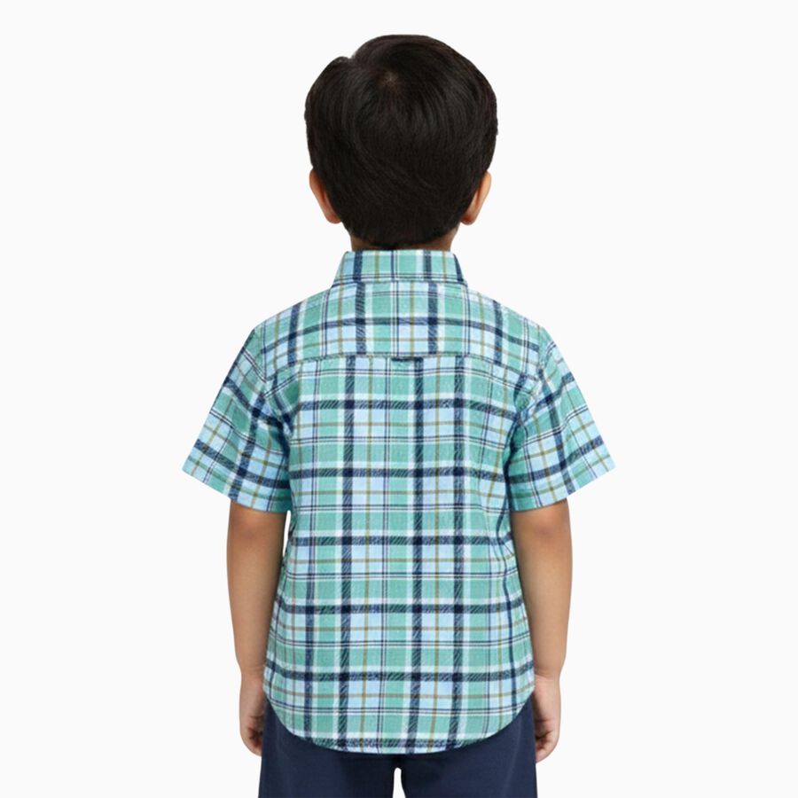 Boys Light Green Cotton Half Sleeve Classic Casual Shirt, Light Green, large image number null