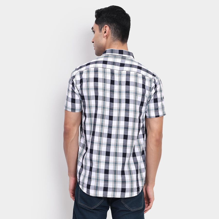 Men's 100% Cotton Casual Shirt, Teal Blue, large