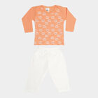 Infants Cotton Printed Baba Suit, Orange, small image number null