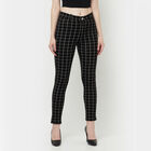 Checks Mid Rise Regular Trousers, Black, small image number null