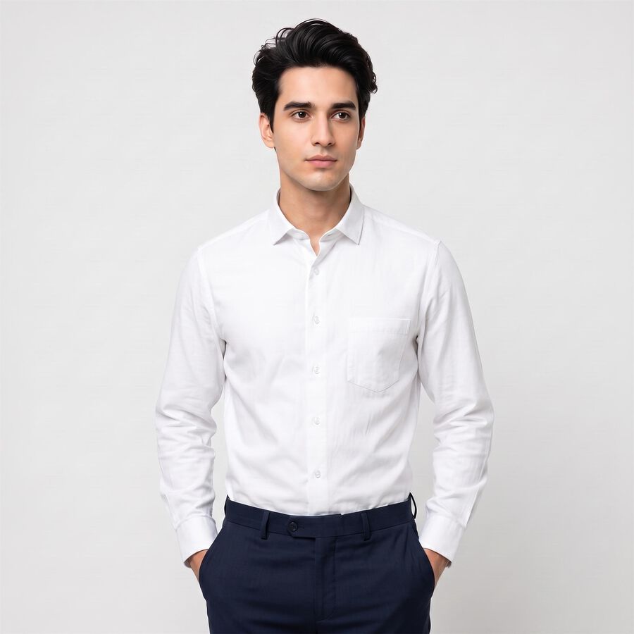 Men's White Formal Shirt, सफ़ेद, large