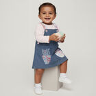Infants' Muted Denim Blue Floral Strap Casual Frock, हल्का नीला, small image number null