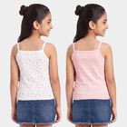 Girls' Pink Cotton Sleeveless Square Neck Vest, हल्का गुलाबी, small