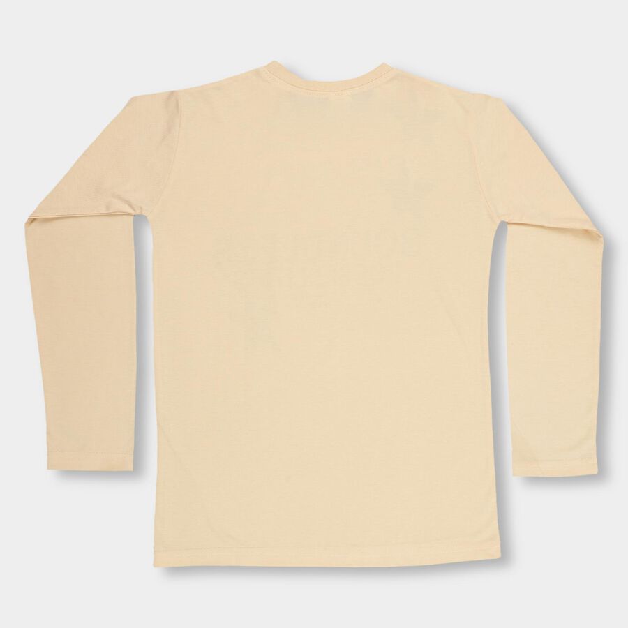 Boys' Light Beige Round Neck Casual T-Shirt, गहरा पीला, large image number null