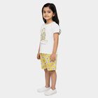 Girls Yellow Cotton Round Neck Short Set Upper and Bottom Set, पीला, small