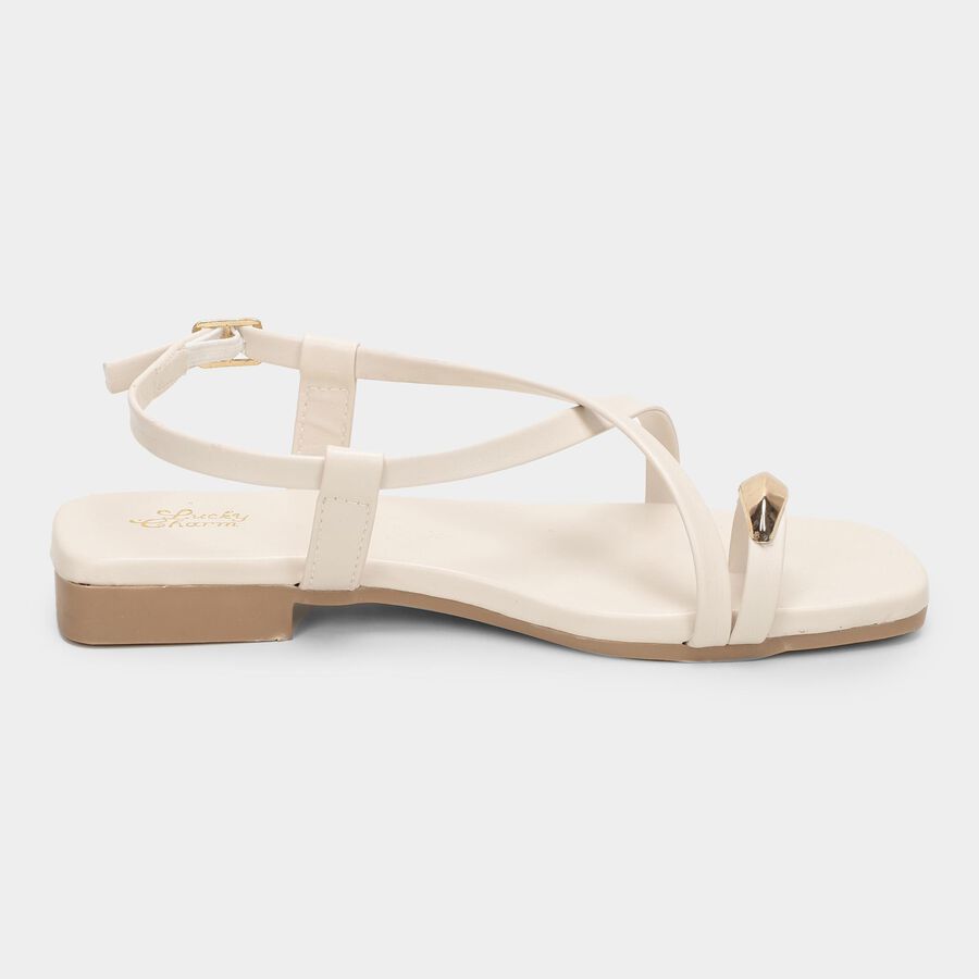 Women's Soft Beige Buckle Strap Open-Toe Sandals, गहरा पीला, large image number null