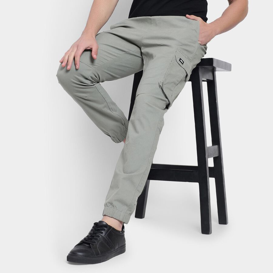 Men's Slim Fit Casual Trousers, Light Green, large