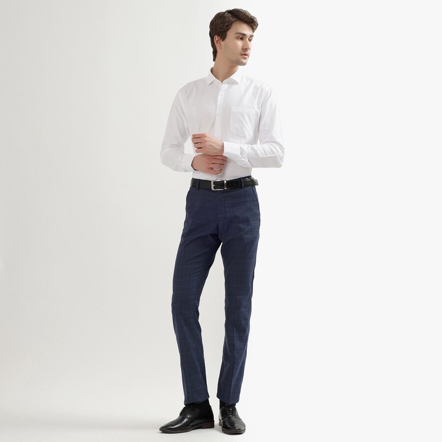 Men's Slim Fit Formal Trousers, Navy Blue, large image number null
