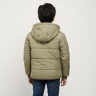 Boys Olive Hooded Puffer Jacket, Olive, small image number null