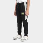 Boys' Black Graphic Print Cotton Blend Jogger Pyjama, काला, small