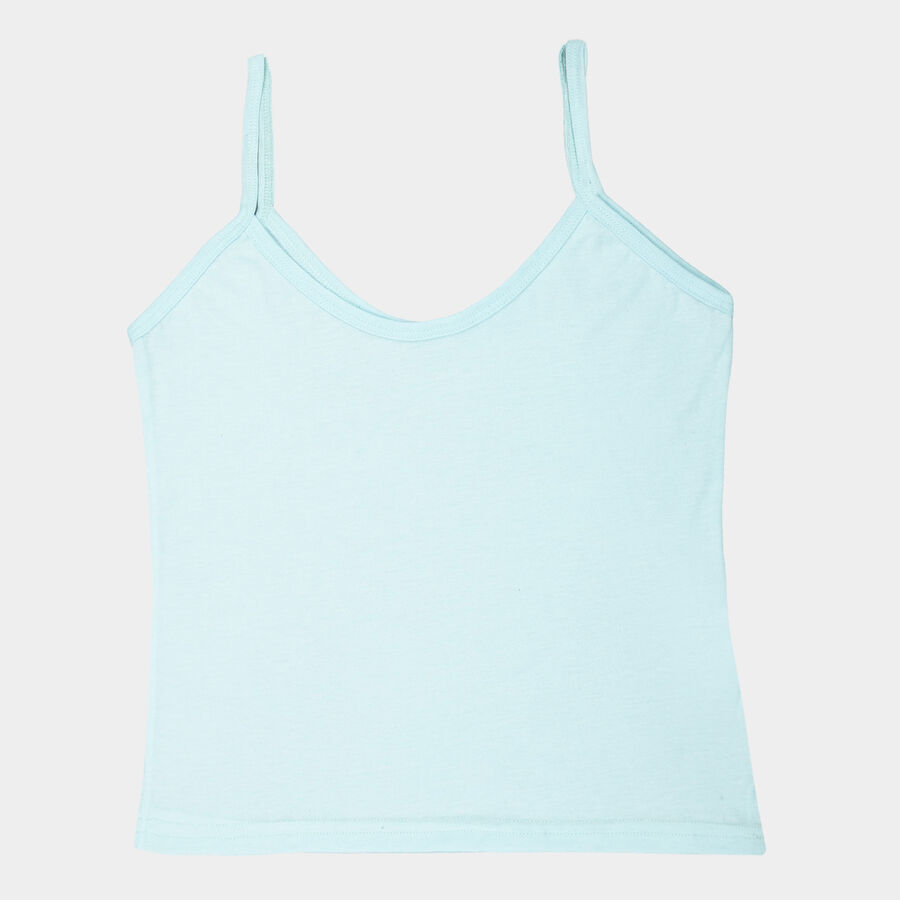 Girls Cotton Solid Vest, Light Blue, large image number null