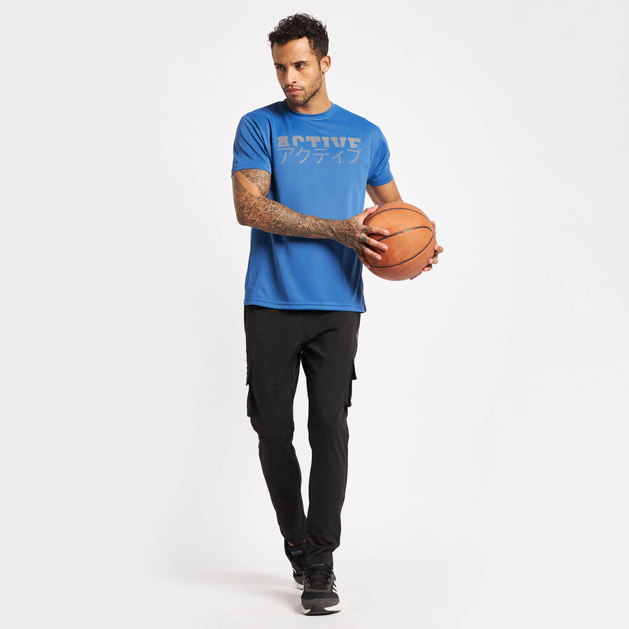 Solid Round Neck T-Shirt, Mid Blue, large image number null