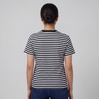 Women's Black Round Neck Casual T-Shirt, काला, small