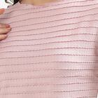 Ladies' Light Pink Round Neck Casual Crop Top, हल्का गुलाबी, small