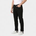 Men's Black Slim Fit Solid Jeans, काला, small