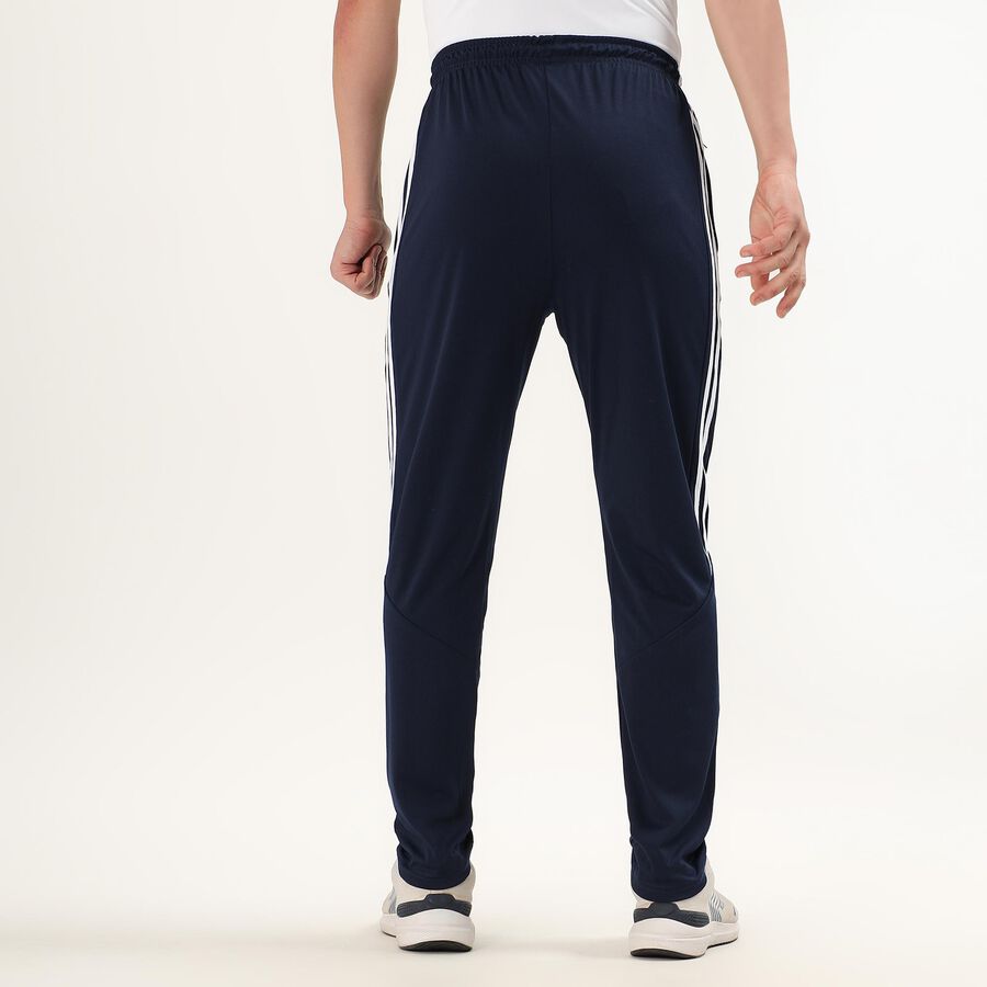 Men's Deep Midnight Navy Slim Fit Side-Striped Track Pants, Dark Blue, large image number null