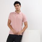 Men's Collared Half Sleeves T-Shirt, हल्का गुलाबी, small image number null
