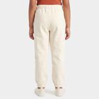 Girls' Off White Jogger Fit Floral Embroidered Cotton Pyjama, Off White, small