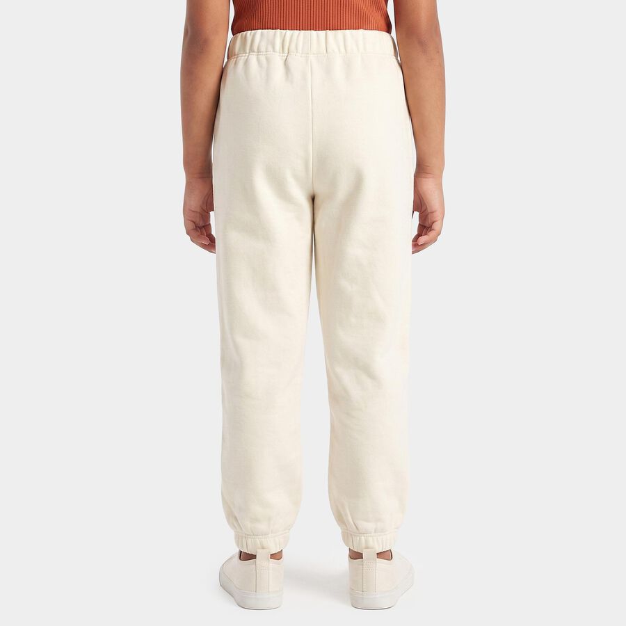 Girls' Off White Jogger Fit Floral Embroidered Cotton Pyjama, Off White, large