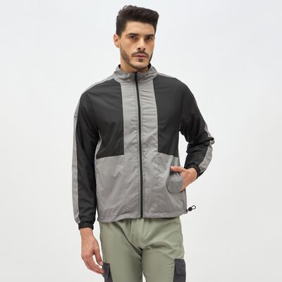 Men's Dark Grey and Black High Neck Athleisure Jacket