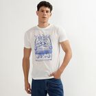 Men's Bright White Round Neck Casual T-Shirt, White, small image number null