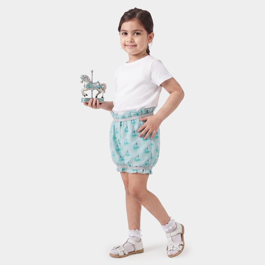 Girls' Light Blue Bubble Fit Printed Bloomer, हल्का नीला, large