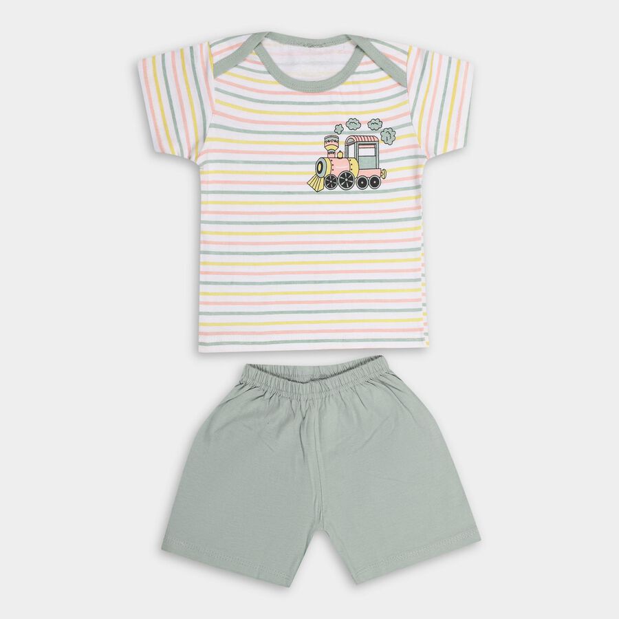 Infant Boys' 100% Cotton Baba Suit, Light Green, large image number null