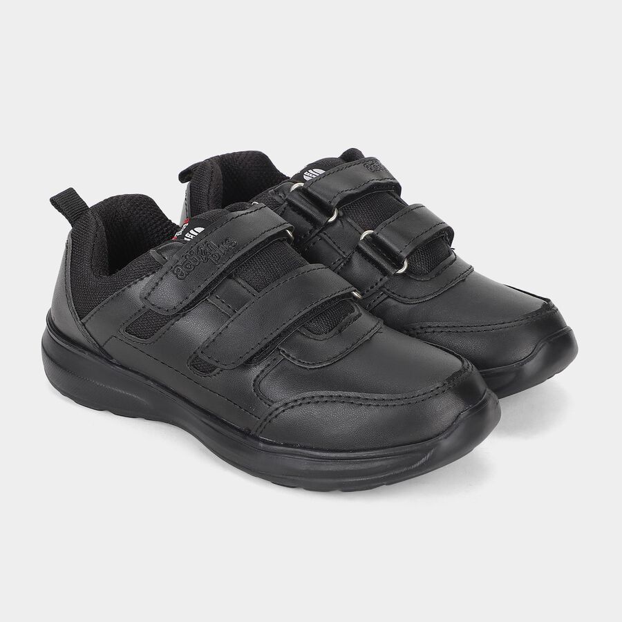 Boys' Black Velcro Sneakers, Black, large