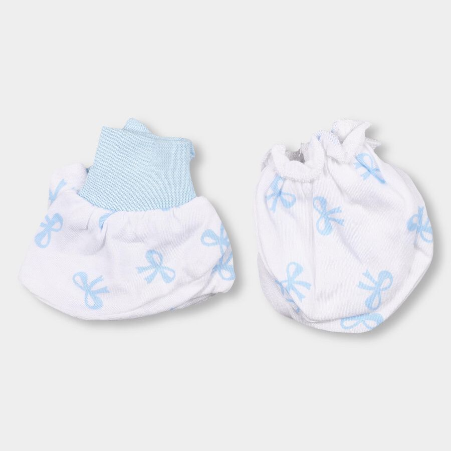 Infants' 100% Cotton Gift Set (Cap, Mittens, Booties), Light Blue, large image number null