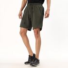 Men's Olive Green Printed Relaxed Fit Bermuda Shorts, ओलिव, small
