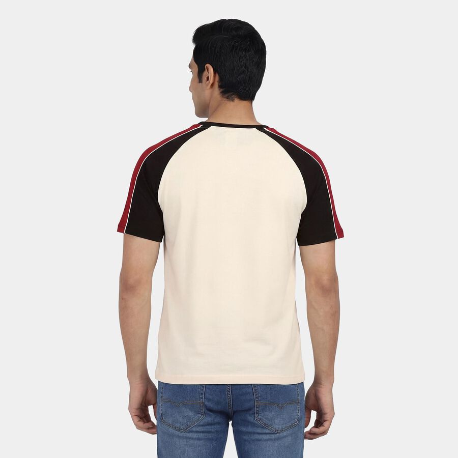 Men's Red Round Neck Casual Printed T-Shirt, लाल, large