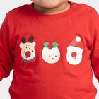 Infants Red Cotton Round Neck Regular T-Shirt, लाल, small