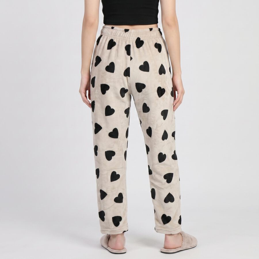 Women's Grey Heart Printed Pyjama, हल्का ग्रे, large