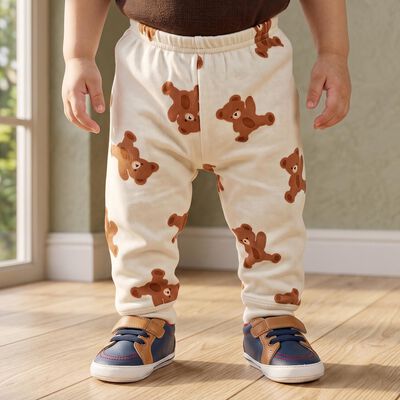 Infants' Cream Jogger Teddy Bear Printed Pyjama