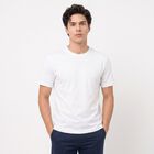 Men's White Cotton Round Neck Regular T-Shirt, White, small