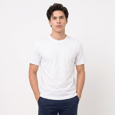 Men's White Cotton Round Neck Regular T-Shirt