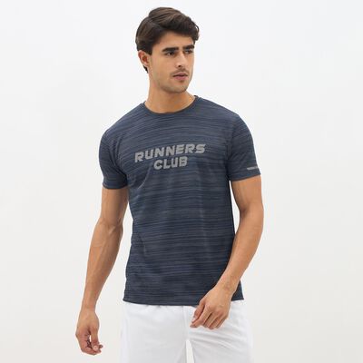 Men's Dark Navy Blue Crew Neck Athleisure T-Shirt