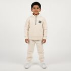 Boys' Beige Mandarin Collar Solid Baba Suit, Beige, small image number null