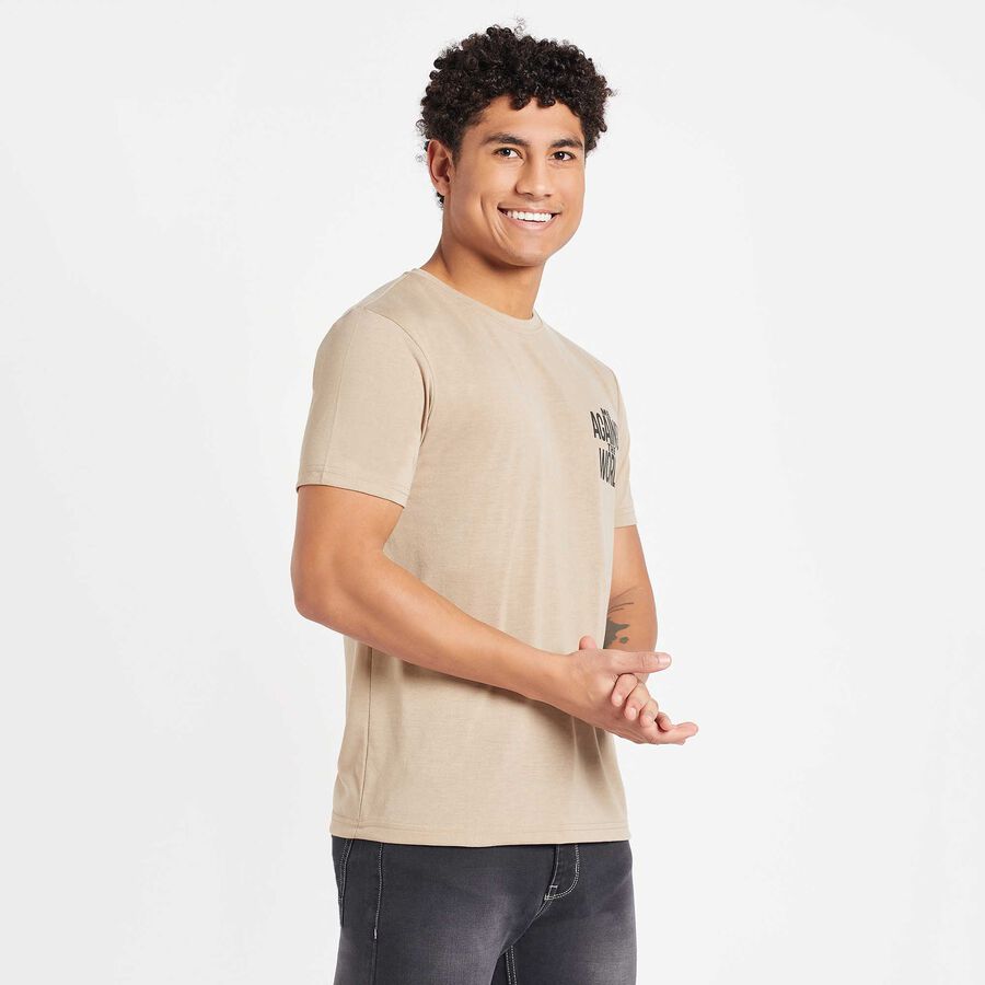 Round Neck T-Shirt, Beige, large image number null