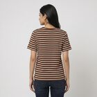 Women's Brown Round Neck Regular T-Shirt, भूरा, small