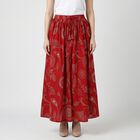 Women's Maroon Flared Printed Maxi Skirt, Maroon, small
