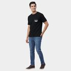 Men's Black Cotton Round Neck Minimalist T-Shirt, Black, small