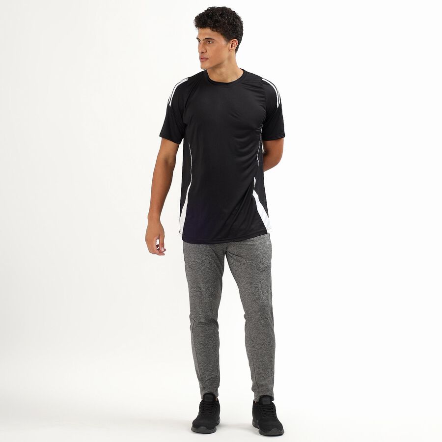 Men's Heathered Steel Grey Slim Fit Active Track Pants, Light Grey, large image number null