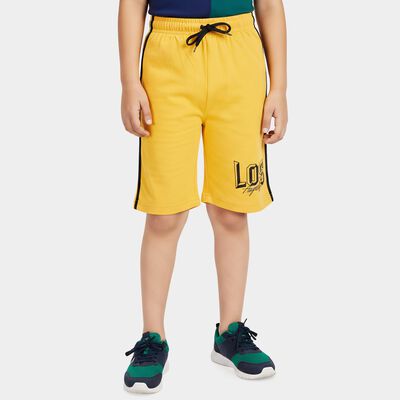Boys Yellow Regular Fit Side Striped Bermuda Shorts