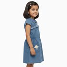Girls' Light Denim Blue Button-Down Sleeveless Frock, Light Blue, small