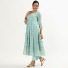 Women's Light Aqua Blue Round Neck Embroidered Kurta, हल्का नीला, small image number null