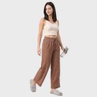 Women's Brown Relaxed Fit Solid Elastic Waist Pyjama, Brown, small