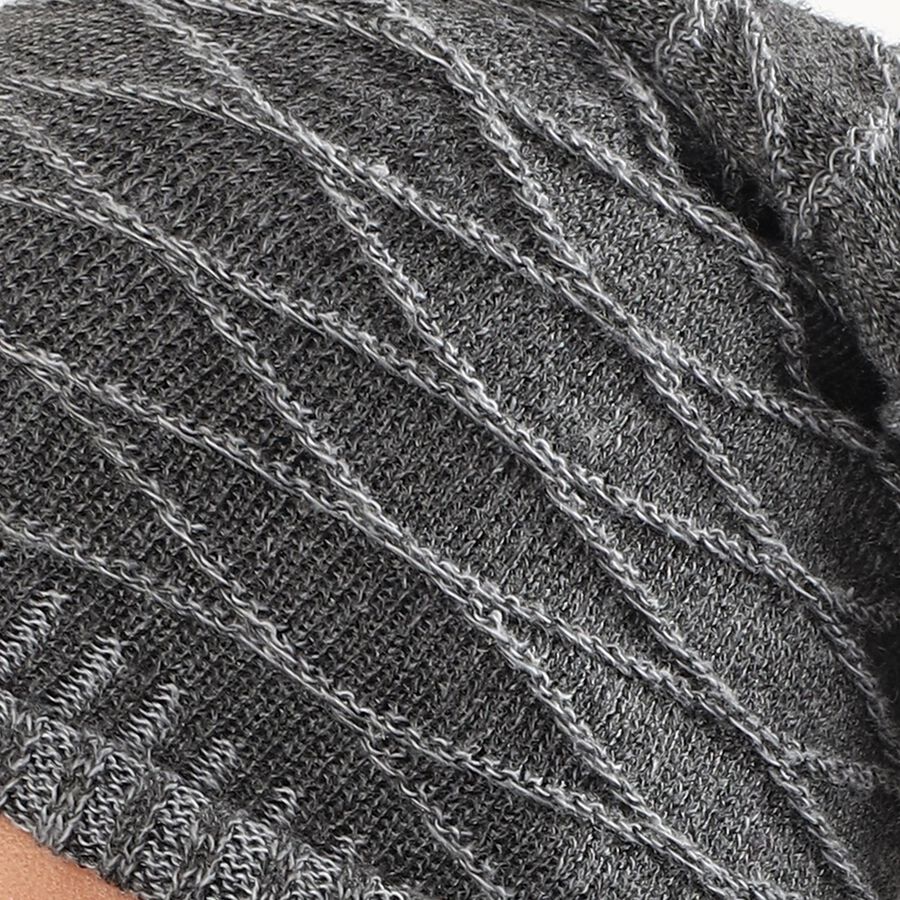 Men's Charcoal Grey Textured Knitted Beanie, Charcoal, large image number null