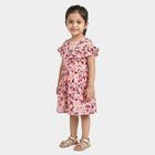 Girls' Pink Floral Printed Fit and Flare Frock, Light Pink, small